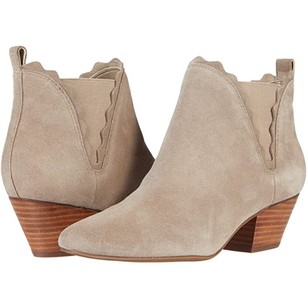 NEW Sole Society Women Candrah Suede Honey Scalloped Beatle Chelsea Dress Bootie